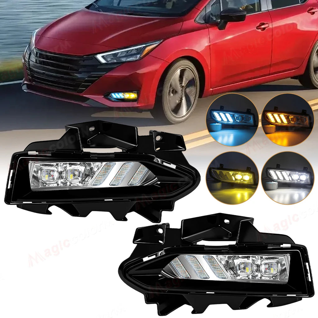 LED Daytime Running Lights For Nissan VERSA 2023 2024 2025 DRL Fog Lamps Front Bumper Whit | AUTOKITSHOP