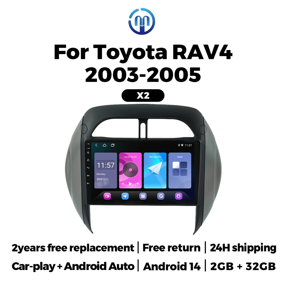 Android14 HD Car Radio For Toyota RAV4 2 CA20 CA20W XA20 2003 - 2005 Car-Play auto Multime