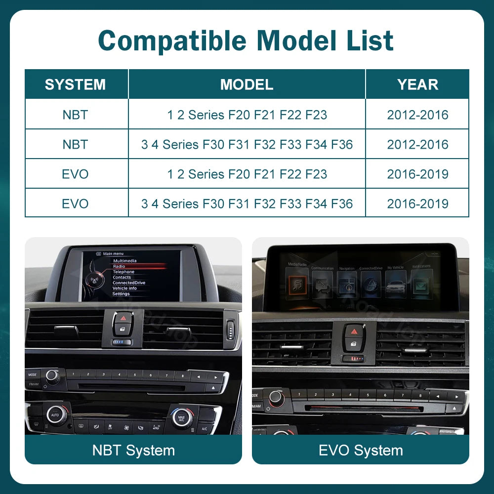 CN RoadTop 12.3 Wireless CarPlay Multimedia Screen For BMW Series 1 2 3 4 F20 F21 F22 F45