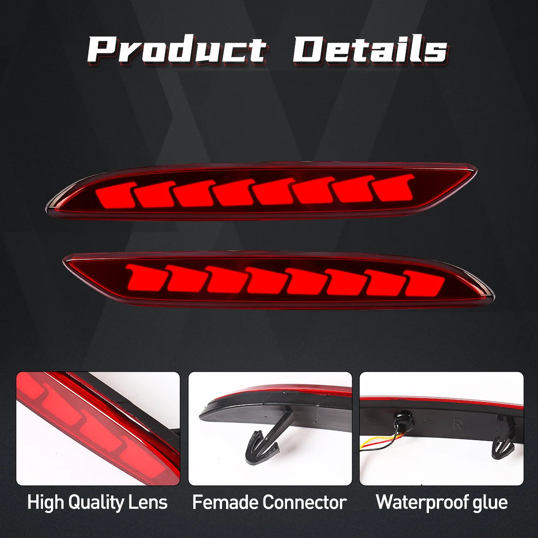 LED Rear Bumper Reflector Light For Chevrolet Cavalier 2020 2021 2022 Brake Warning Dynami | AUTOKITSHOP