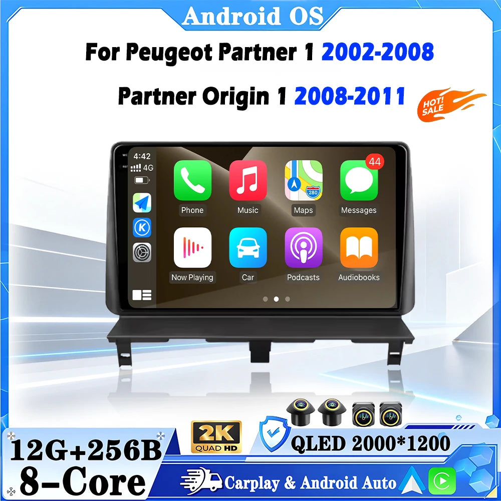 9" Car Radio Android OS For Peugeot Partner 1 2002-2008 Partner Origin 1 2008-2011 Carplay