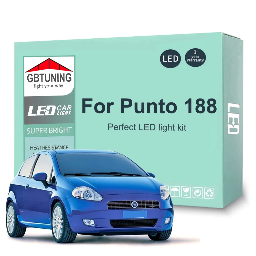 11-Piece LED Interior Light Kit for Fiat Punto 188 2000-2009 - Canbus Dome Map Door Trunk Bulbs | AUTOKITSHOP