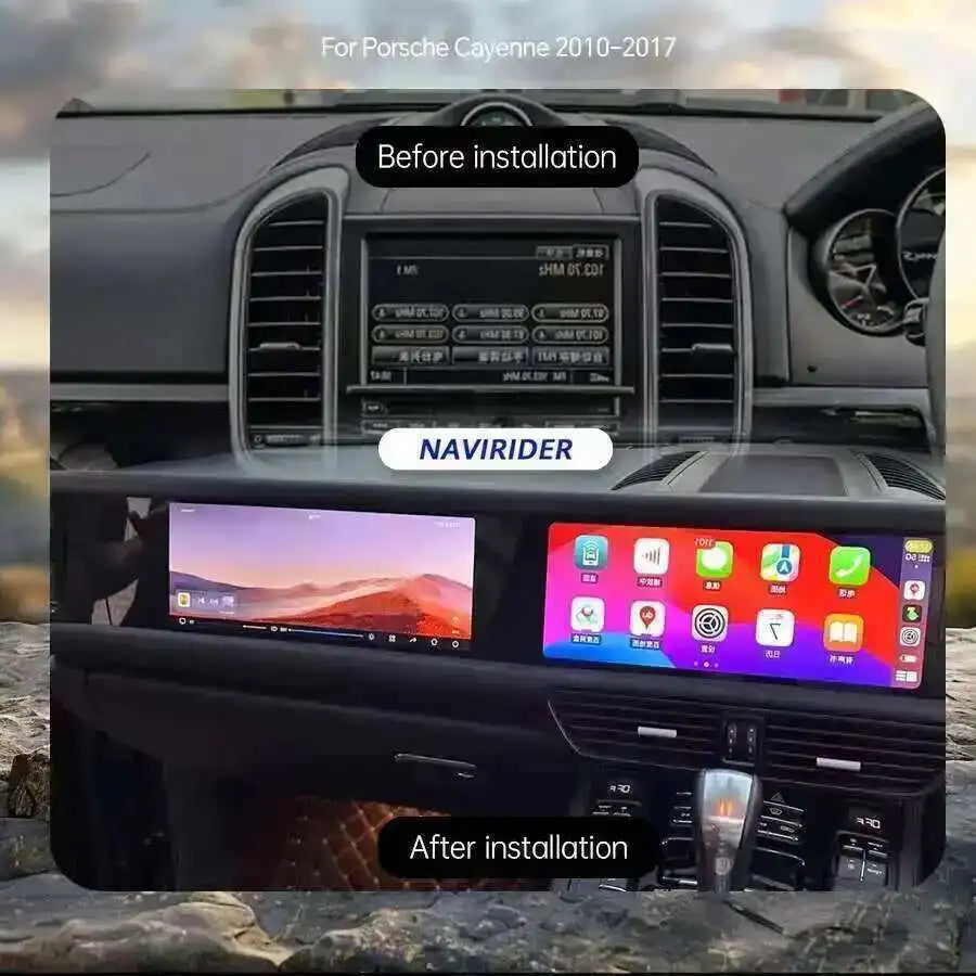 Carplay For Porsche Cayenne 2010-2016 Upgraded Interactive Dual Screen Android Multimedia  | AUTOKITSHOP
