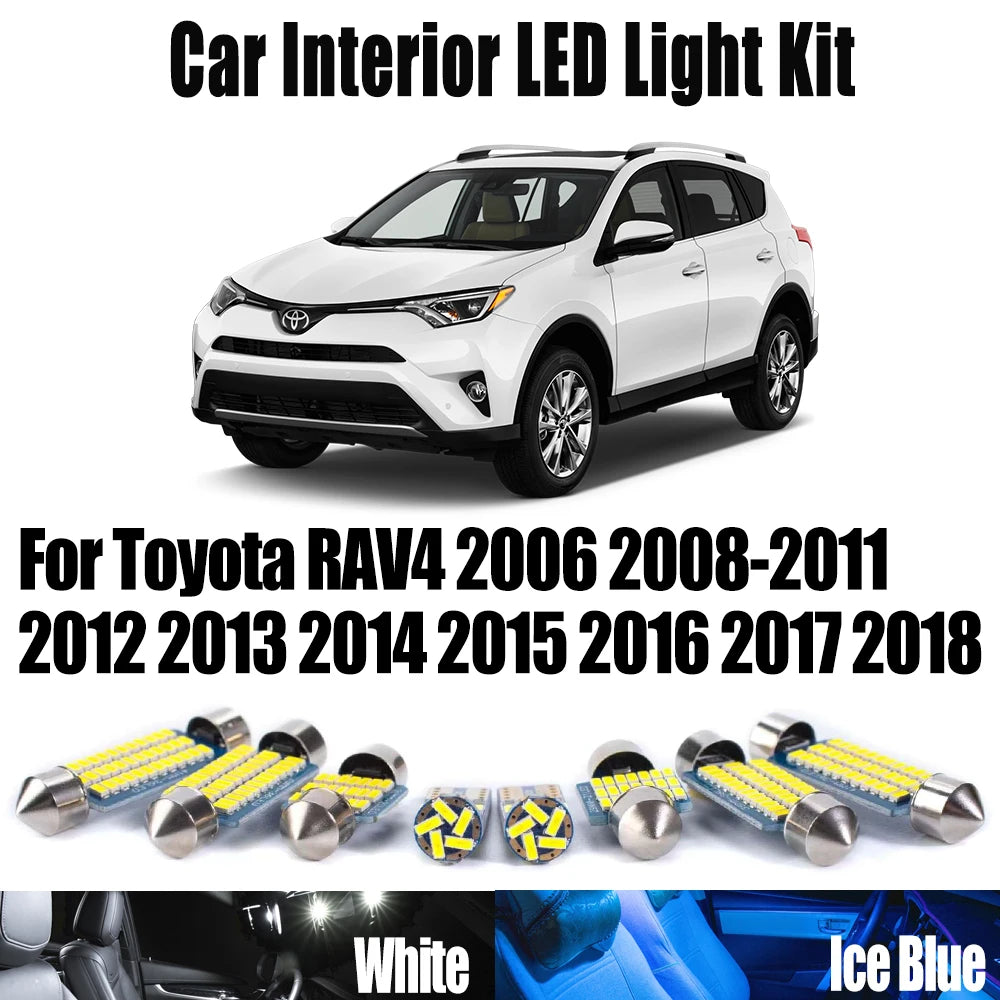 10-Piece LED Interior Light Kit for Toyota RAV4 2008- 2011 - Canbus Dome Map Door Trunk Bulbs | AUTOKITSHOP
