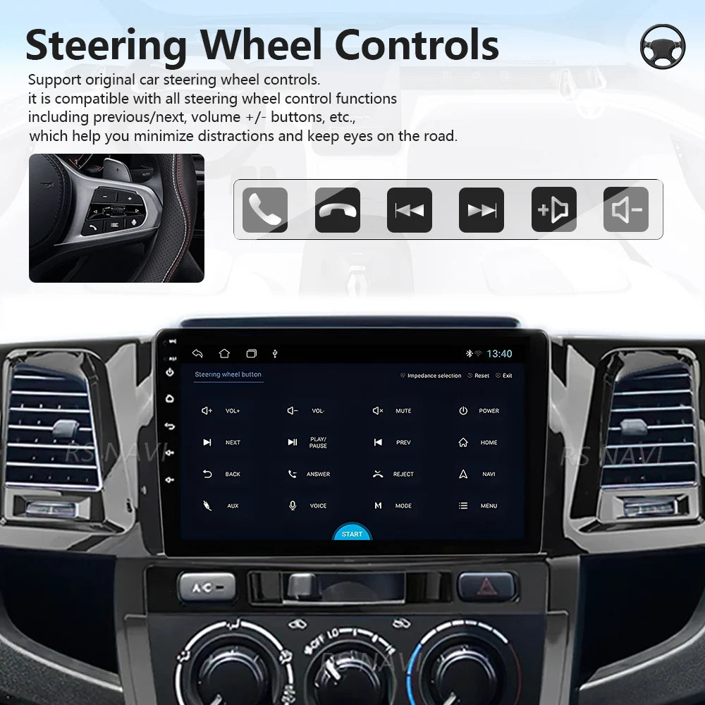 Plug and Play Android 16 For Toyota Fortuner Hilux Revo Vigo 2005 - 2007 Carplay 2K Car Ra