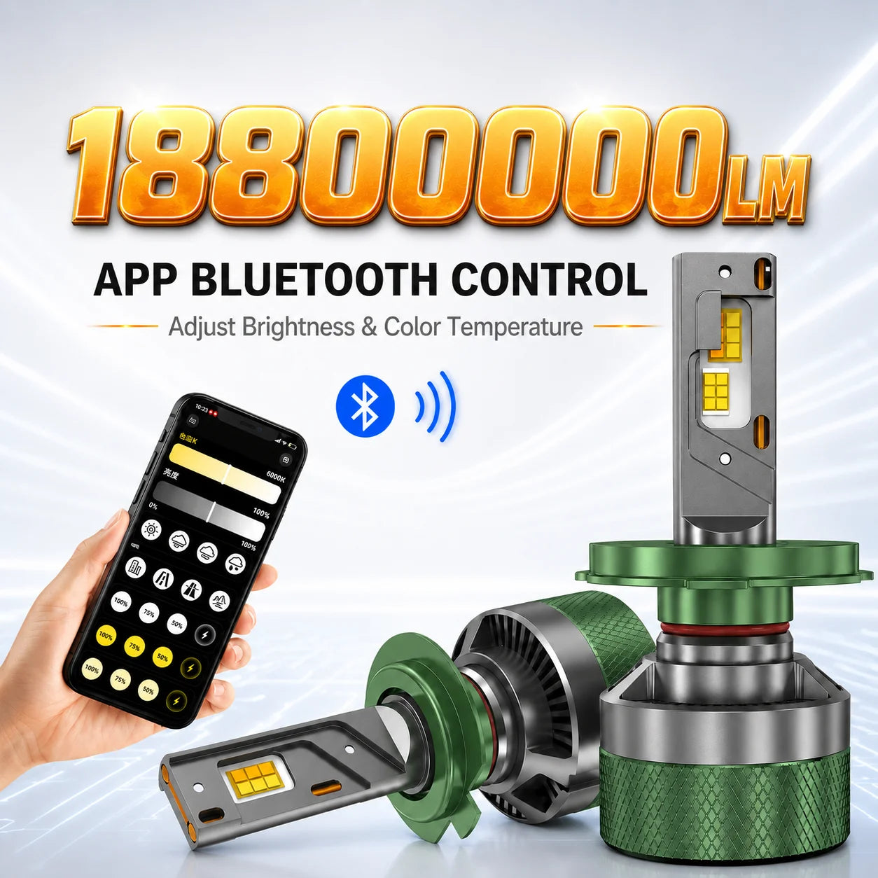 H4 LED Headlight Bluetooth APP Control Color 9800W H4 H7 LED H1 H11 9005 9006 HB3 HB4 Auto