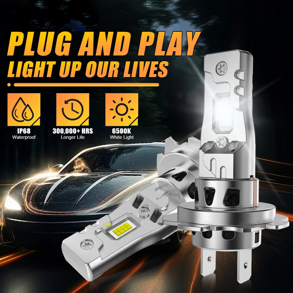 2Pc 5000W High Power H7 H4 LED Bulb Turbo Headlight 6500K 5000000LM 12V 24V CSP Powerful Best H4 LED Diode approved H7 Mini Lamp