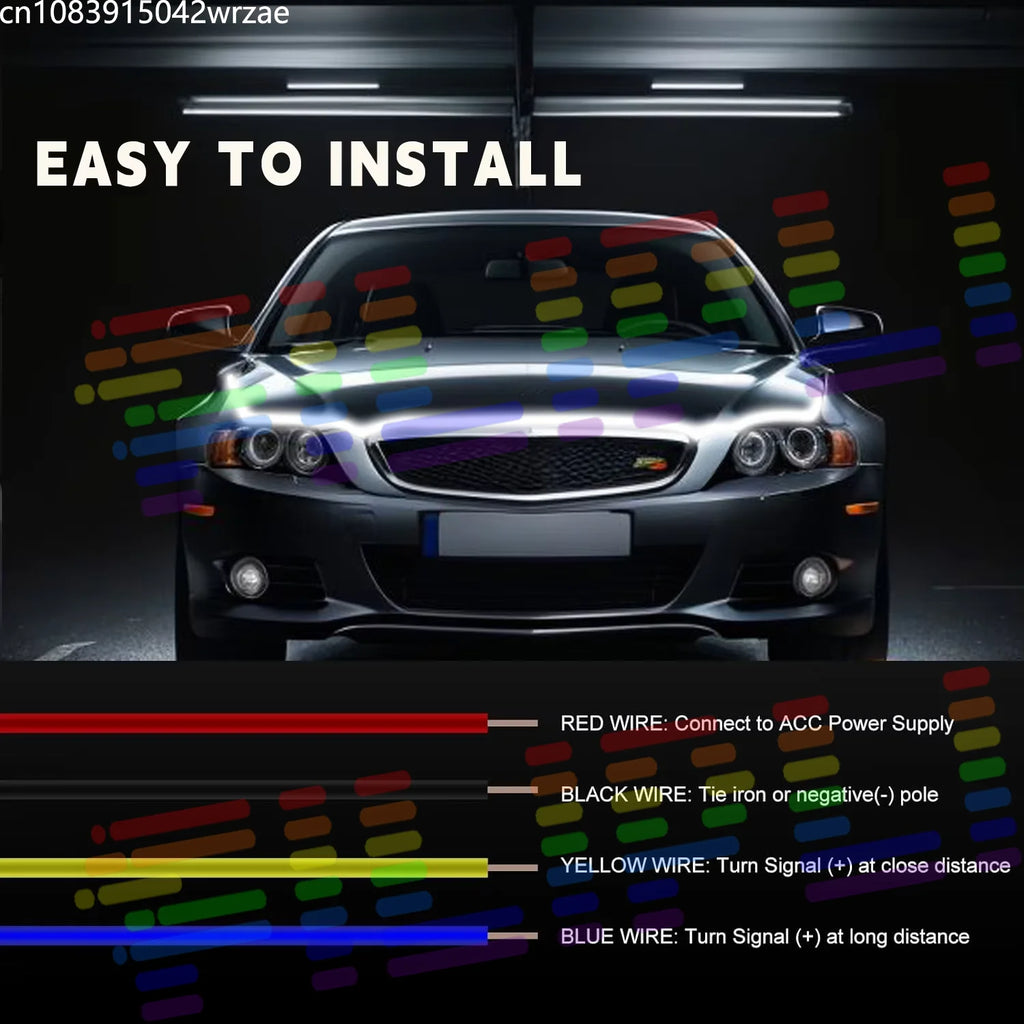 Seven Colors Car LED Hood Light Strip Waterproof Auto Engine Hood Guide Daytime Running Li | AUTOKITSHOP