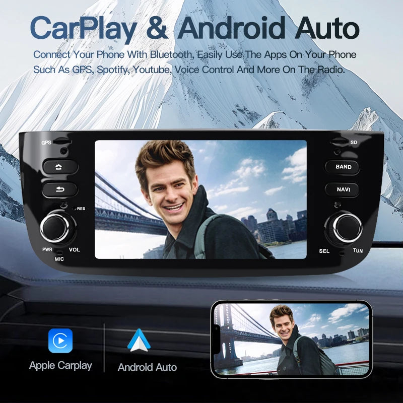 SZLELV Android 15 Auto Car Radio Wireless Carplay For Fiat Linea Punto EVO Multimedia Play