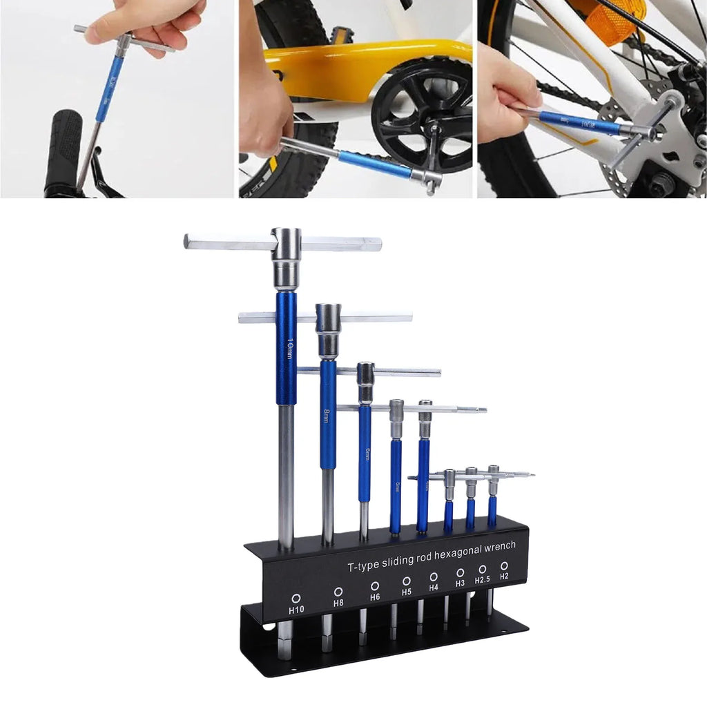 Motorcycle T Handle Wrench Set 2mm 2.5mm 3mm 4mm 5mm 6mm 8mm 10mm Non Slip Metric T Handle Spinn - Automotive LED Light