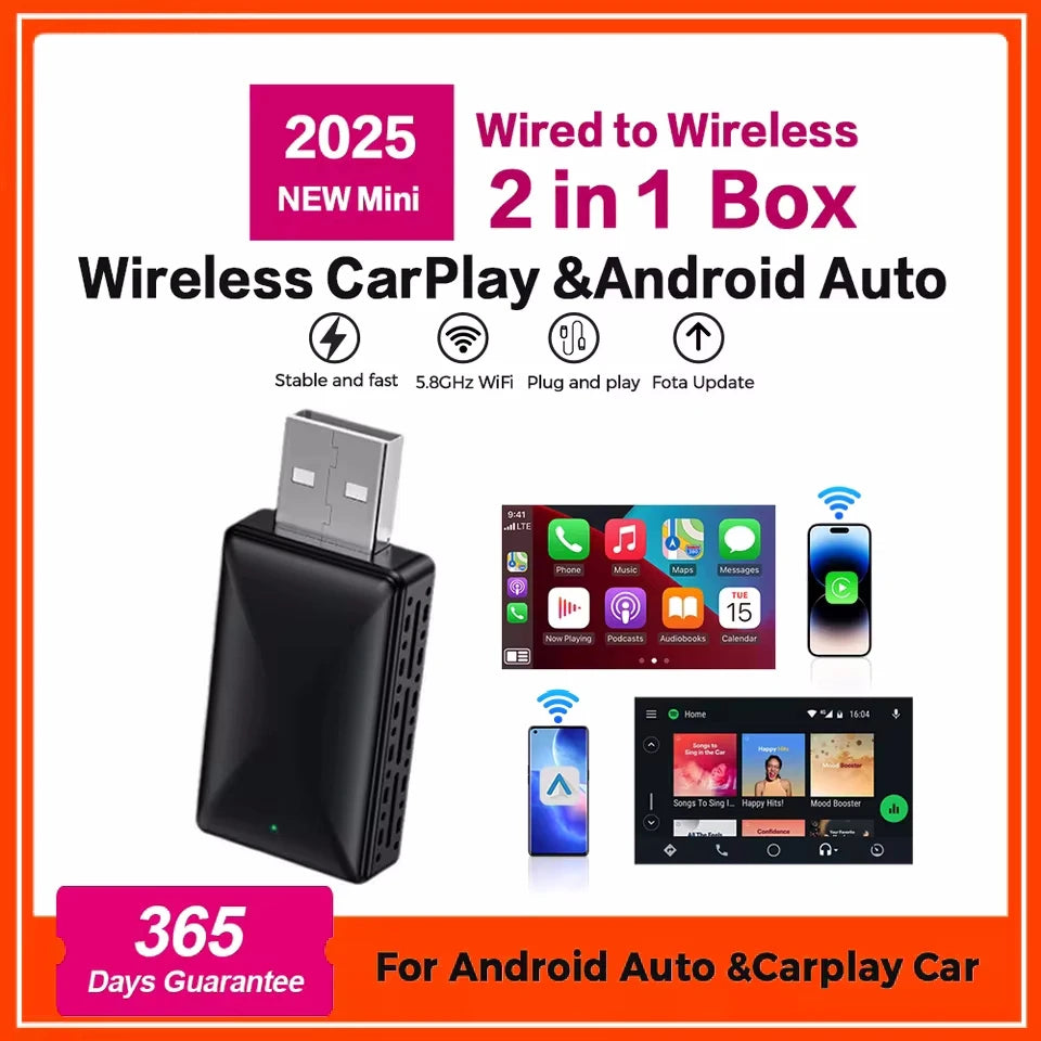 Wireless Carplay Adapter Android Auto Wireless Smart Dongle 2in1 For Volvo Benz Audi Kia H | AUTOKITSHOP