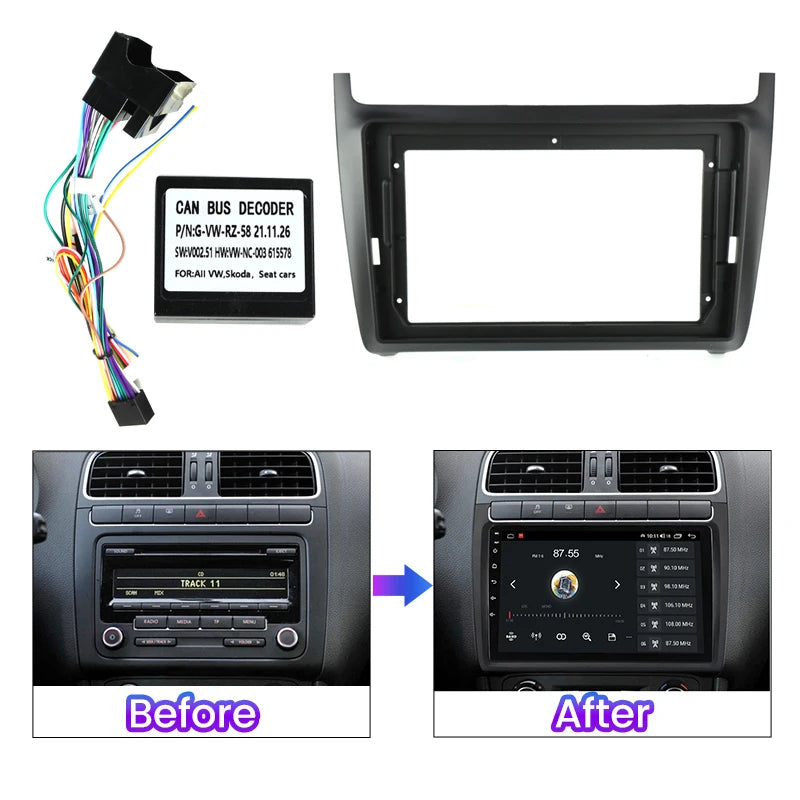 Car Radio Fascia Frame For VW POLO Golf Passat 2014 2015 Optional Cable CAN Dash Fitting P