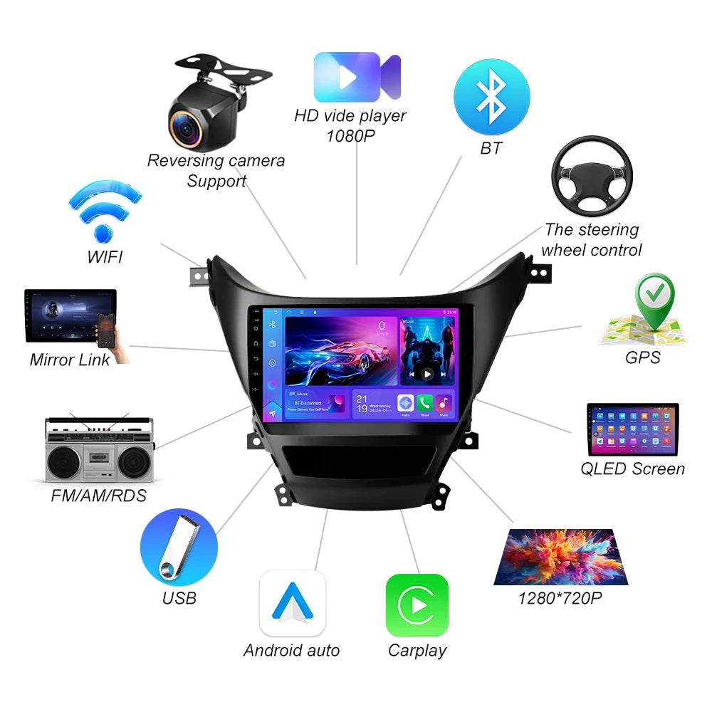 For Hyundai Elantra Avante Md I35 2011 - 2016 Carplay All-in-one Car Radio Multimedia 8 Co | AUTOKITSHOP