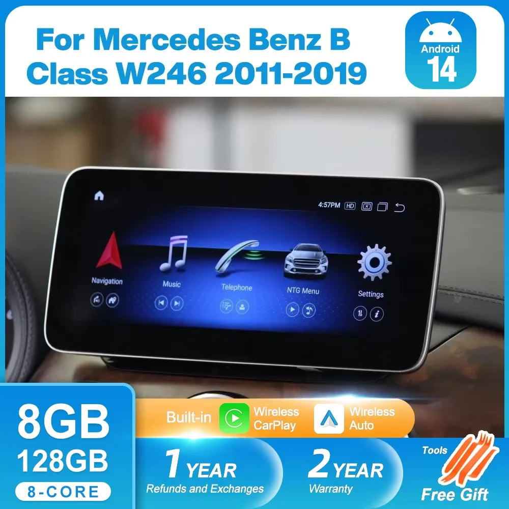 Android 14 Autoradio CarPlay For Mercedes Benz B Class W246 2011-2019 Touch Screen Navigat