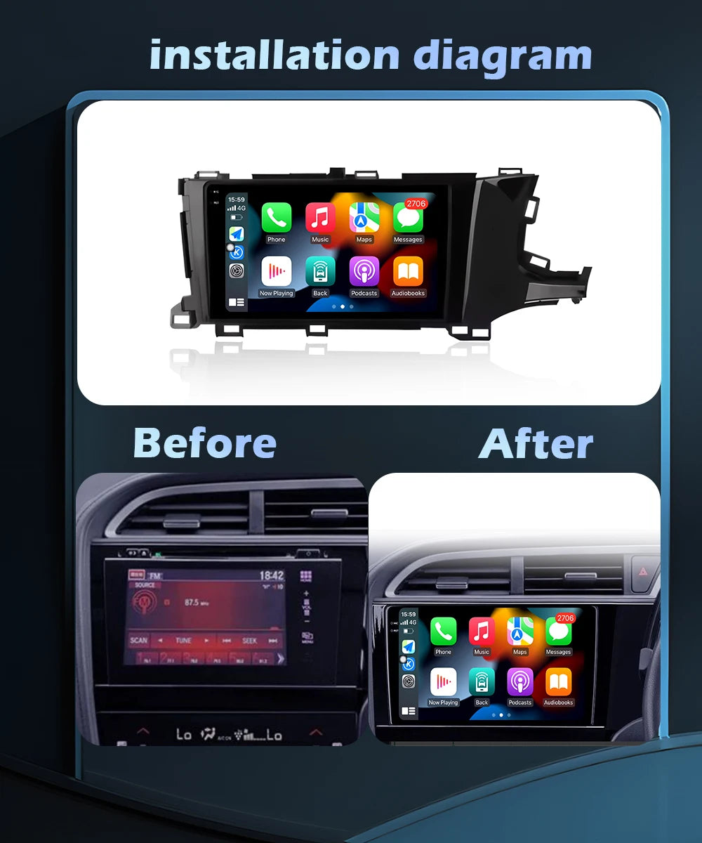 Car Radio Multimedia Wireless CarPlay For Honda Shuttle 2 RHD 2015 - 2020 Android 16 Video