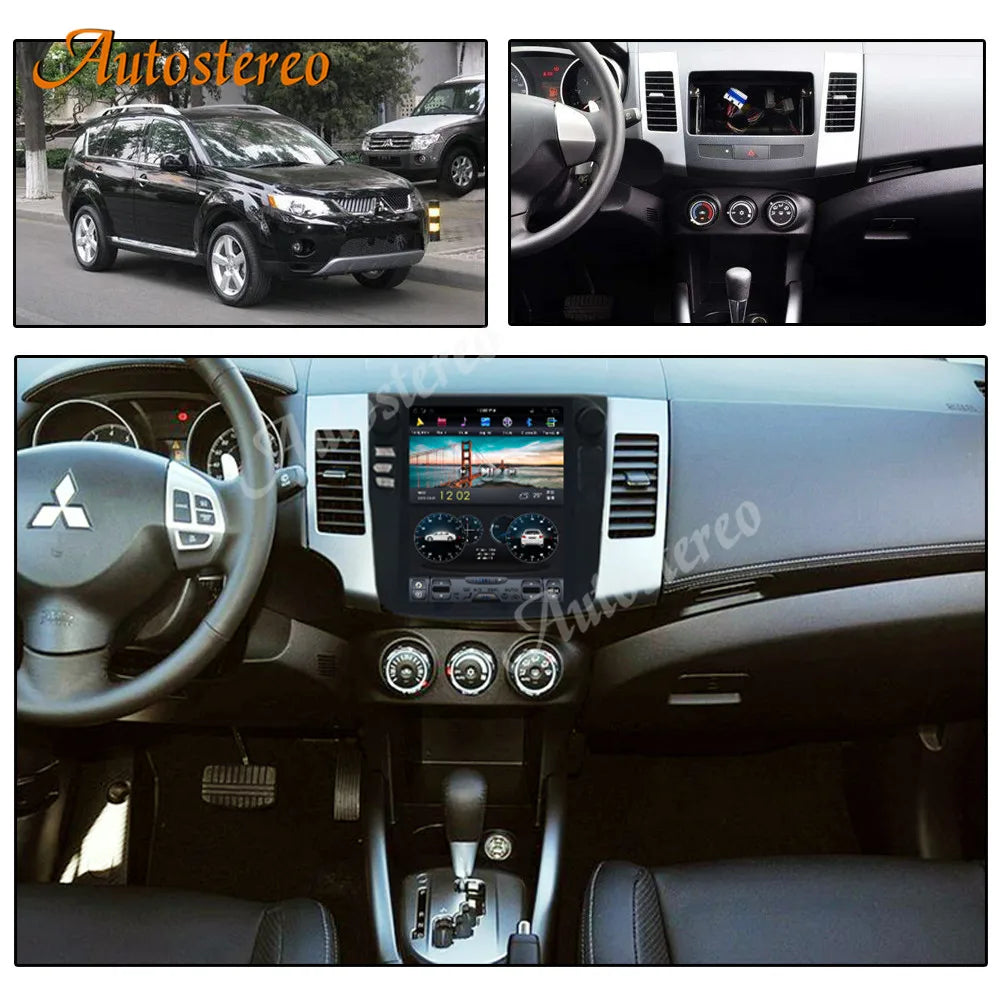 Carplay Android 13 Qualcomm 665 For Mitsubishi Outlander 2006-2012 Tesla Screen Car GPS Na