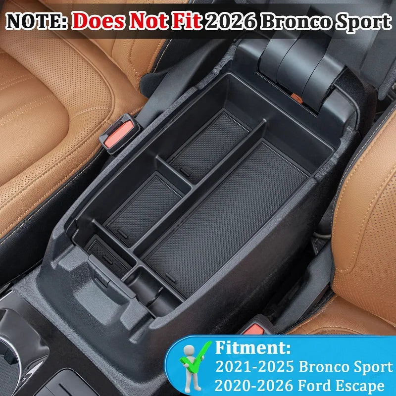 For Ford Focus Bronco Multi-Function Layered Center Console Armrest Storage Organizer Case Car I - Automotive LED Light