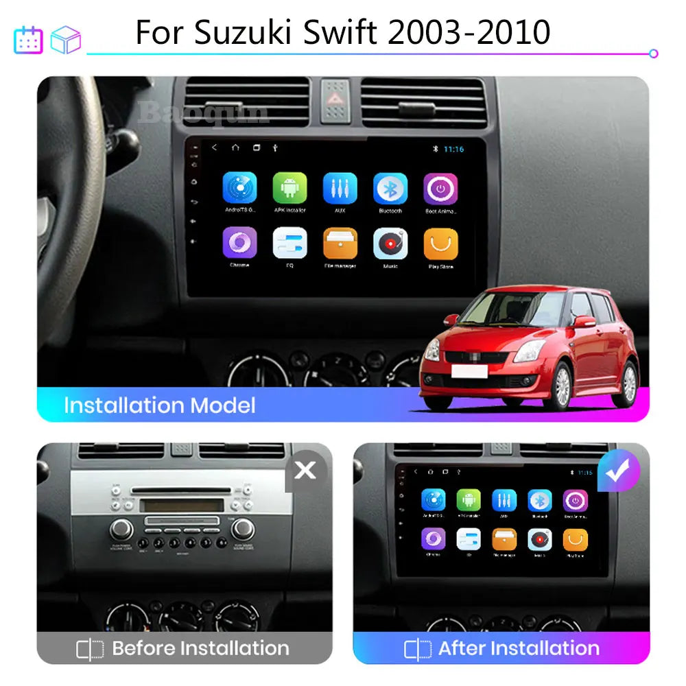 Android 16 For Suzuki Swift 3 2003 - 2010 Car Radio Multimedia Player Carplay and Android