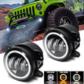 4 Inch LED Fog Lights With White Halo Ring DRL Amber Turn Signal Lamp For Jeep Wrangler JK