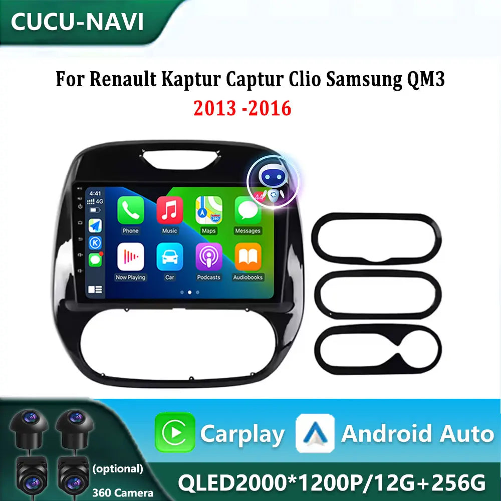 Wireless CarPlay Android 14 QLED Screen For Renault Kaptur Captur Clio Samsung QM3 2013 20 | AUTOKITSHOP