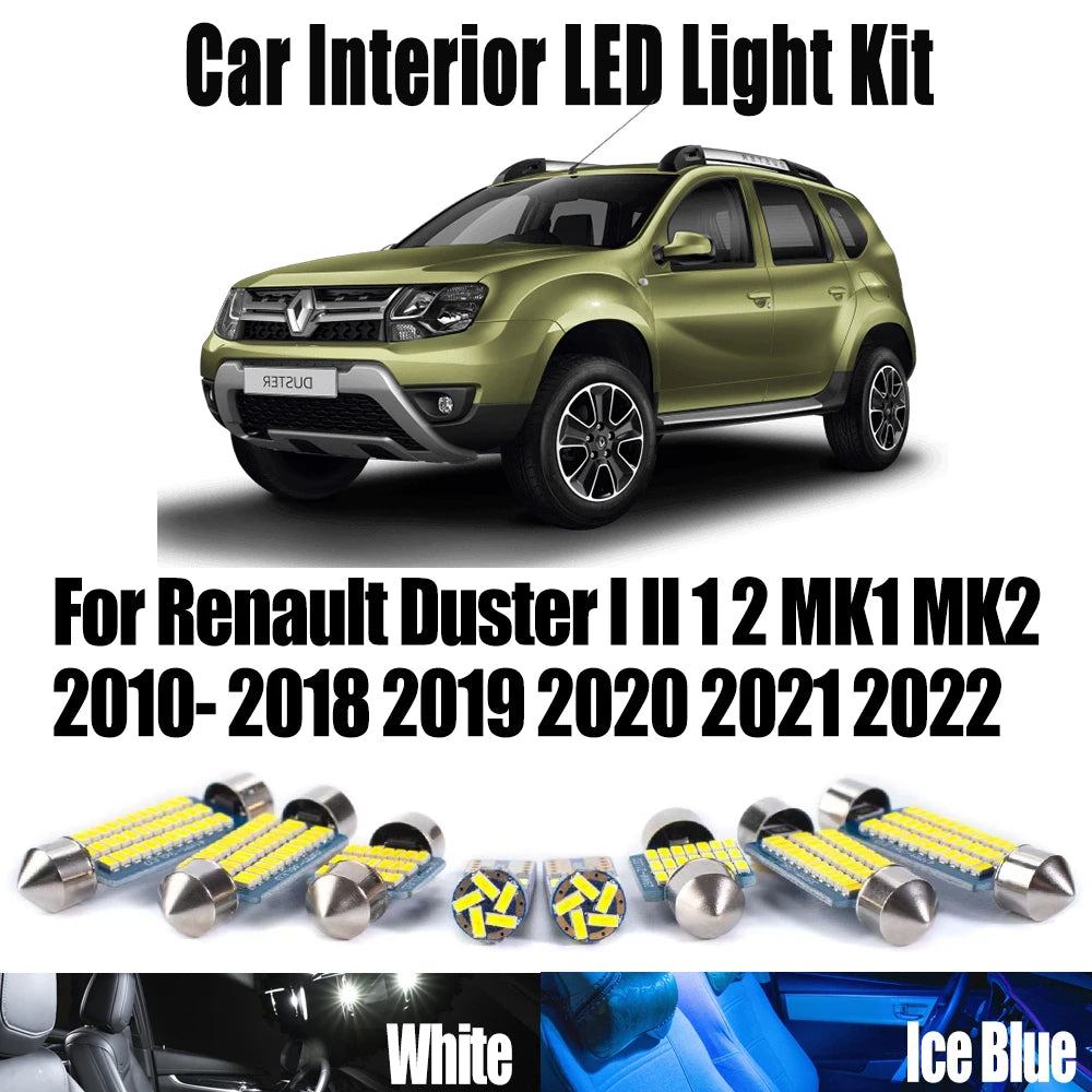 LED Interior Light Kit for Renault Duster I II 1 2 MK1 MK2 2010- 2018 - Canbus Dome Map Door Trunk Bulbs | AUTOKITSHOP