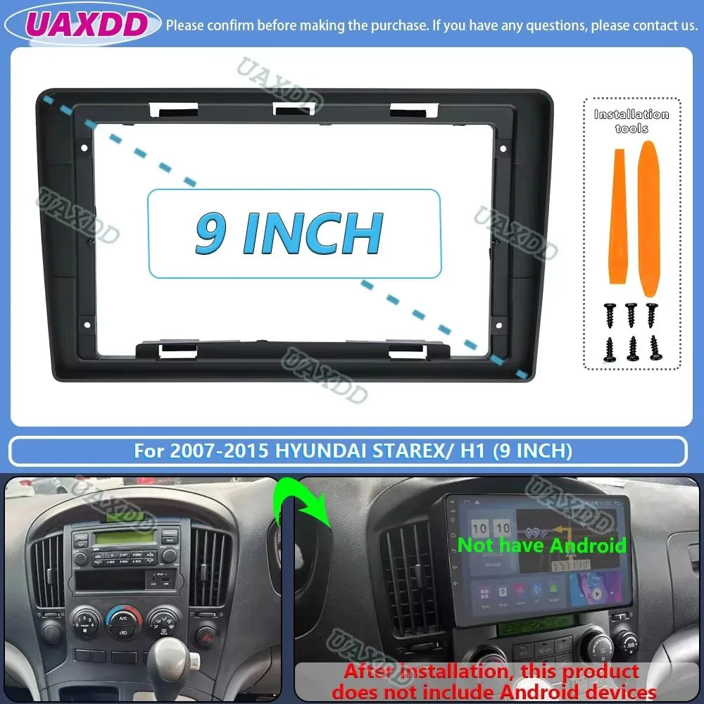 For 2007-2015 Hyundai STAREX H1 9inch 2 Din Car stereo radio Android frame panel fascia ca