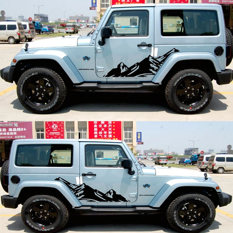 1 Pair Snow Mountain Car stickers Range Mountain Vinyl Car Decals Sticker For Jeep Wrangle
