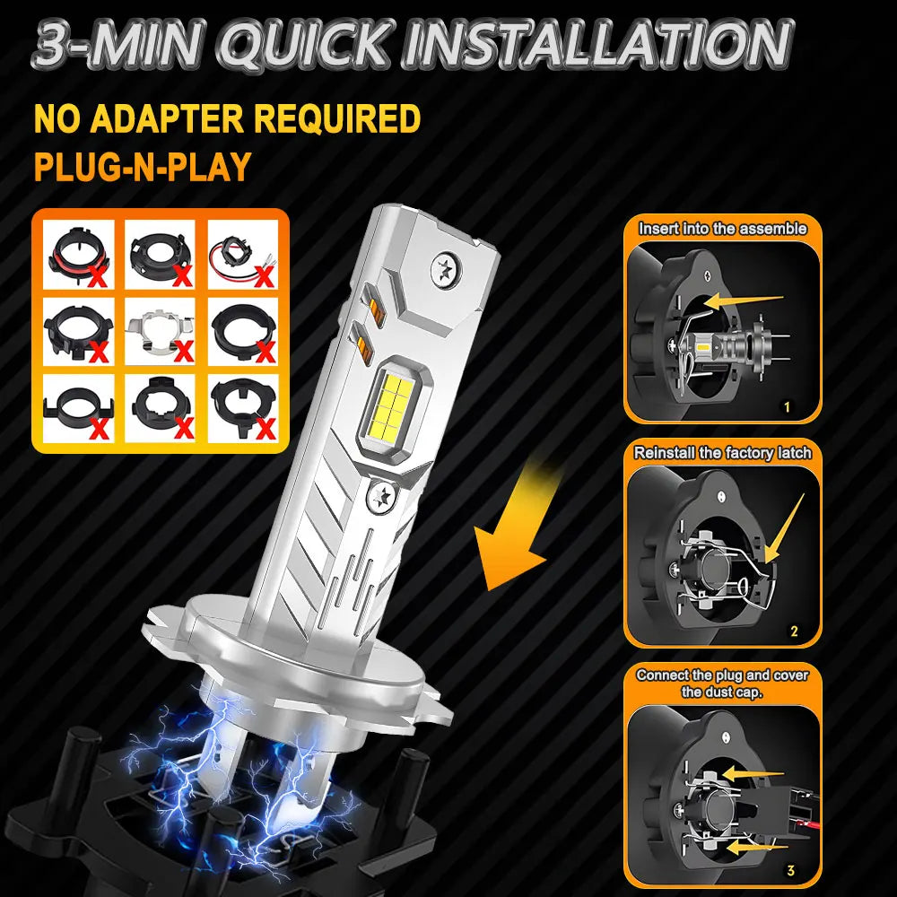 H7 H1 H4 9003 HB2 LED 6000K CANBUS Bulbs 1200W Super Bright Wireless Car Headlight Automob