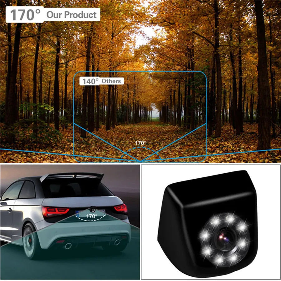 8 LEDs IP68 Car Rear View Camera Park Monitor 170 Degree Viewing Angle Mini Backup Camera