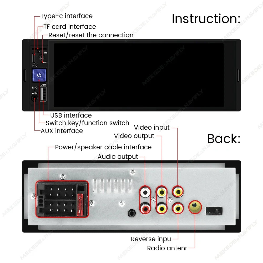 1DIN Universal Car Multimedia Video Player Wird & Wireless Carplay Android Auto Stereo 6.8 | AUTOKITSHOP