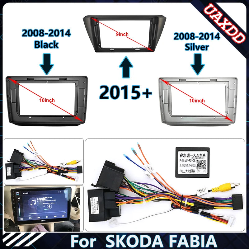2 Din 9 Inch Car Radio Plastic Fascias Panel for Skoda Fabia 2008-2015 Dashboard Frame Ins