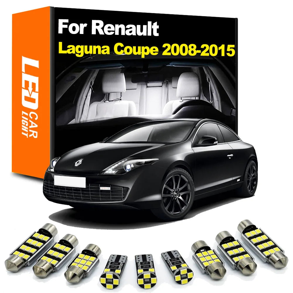 13-Piece LED Interior Light Kit for Renault Laguna Coupe 2008-2012 - Canbus Dome Map Door Trunk Bulbs | AUTOKITSHOP