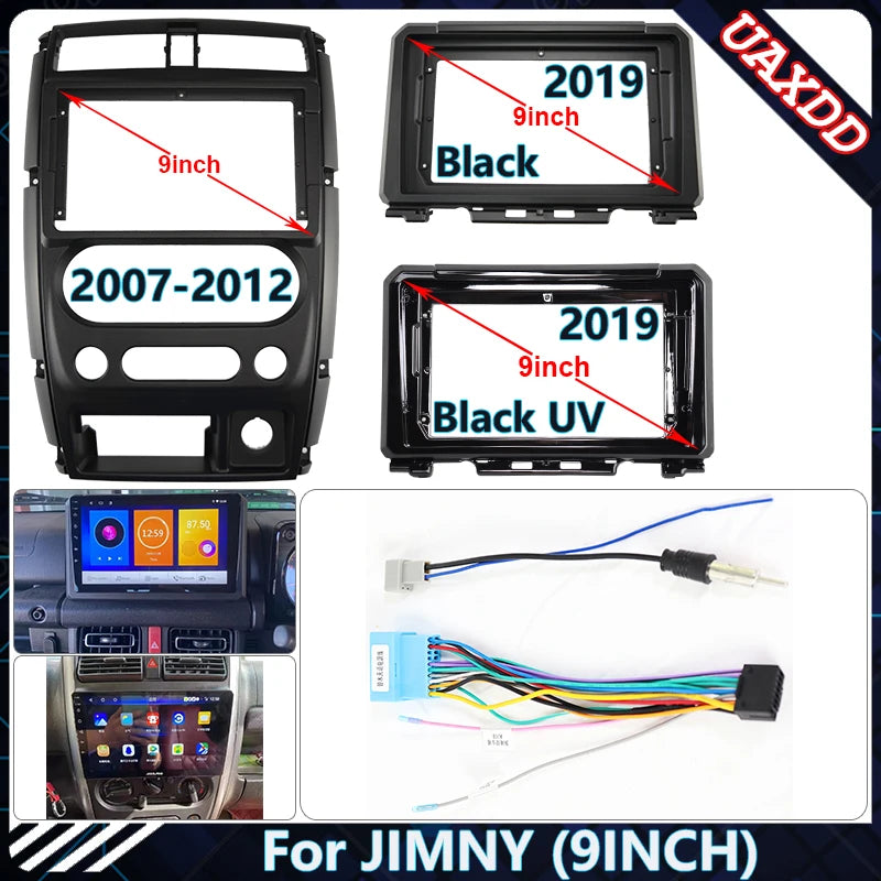 Car Radio Fascia Frame For SUZUKI 2007-2019 JIMNY 9 inch Stereo Panel Wire Harness Power C
