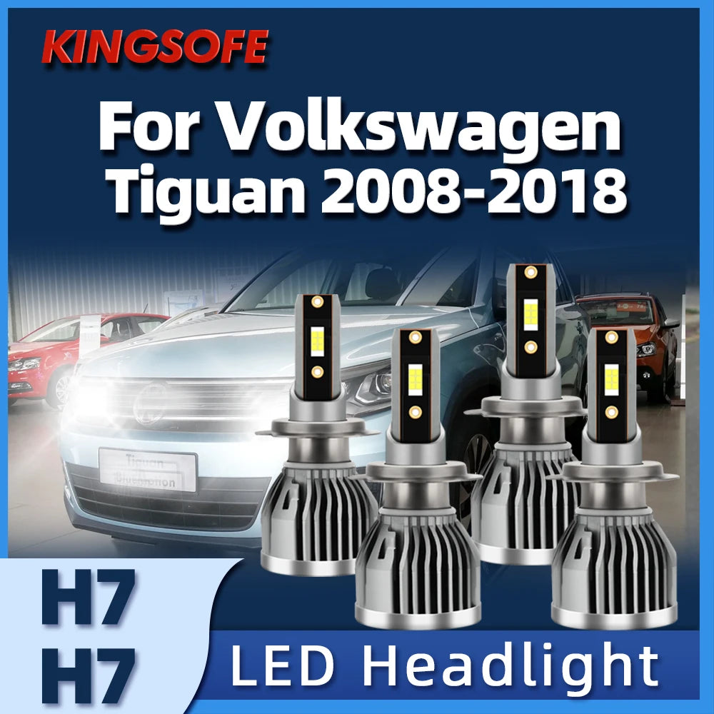 H7 LED Headlight 110W High Power Turbo Lamp 6000K 3570 CSP White For 2014-2018 Tiguan Volk
