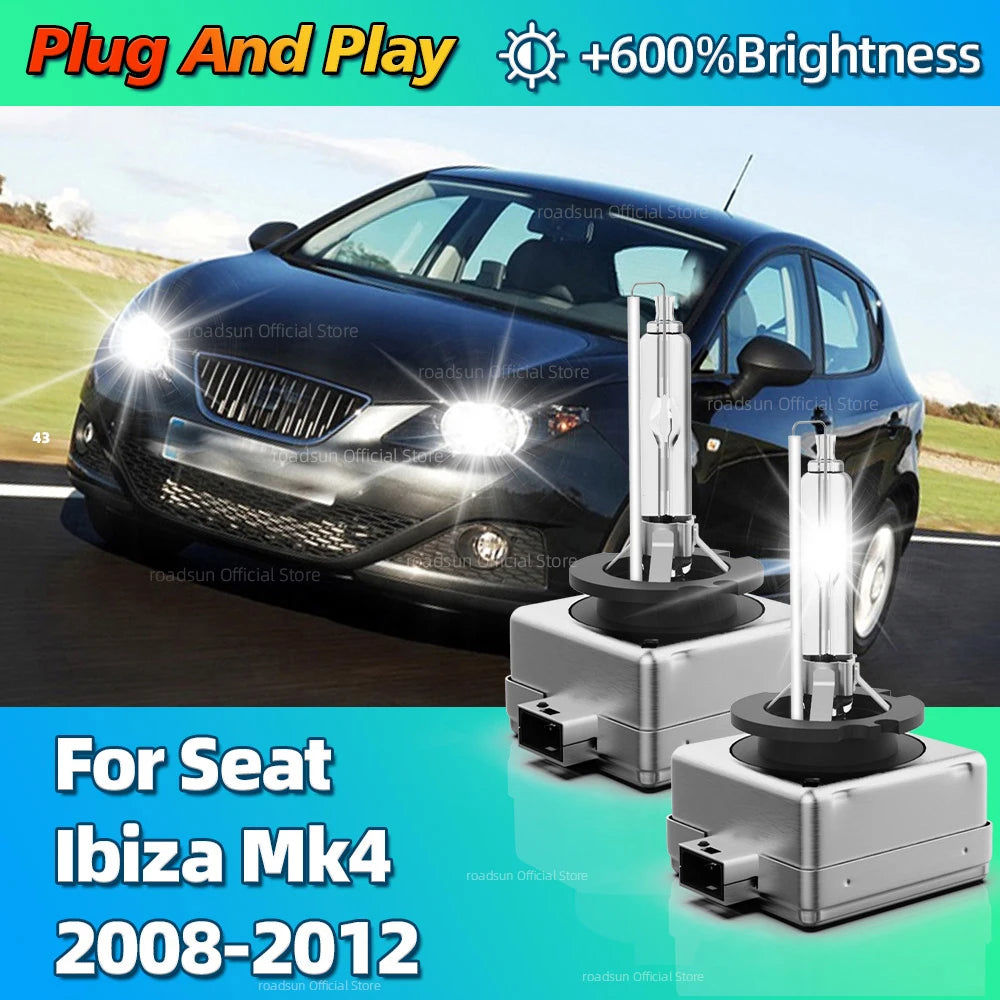 35W 600% Lighting HID Xenon Headlight 6000K Light Replacement Bulbs For Seat Ibiza Mk4 200