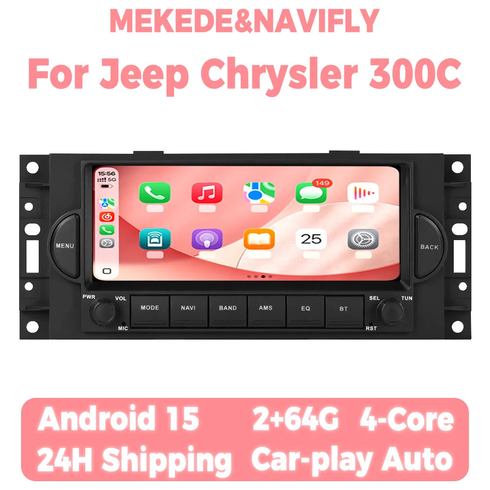 6.86" Wireless CarPlay Android Auto Multimedia Display Screen Android 15 Car Radio For Jee