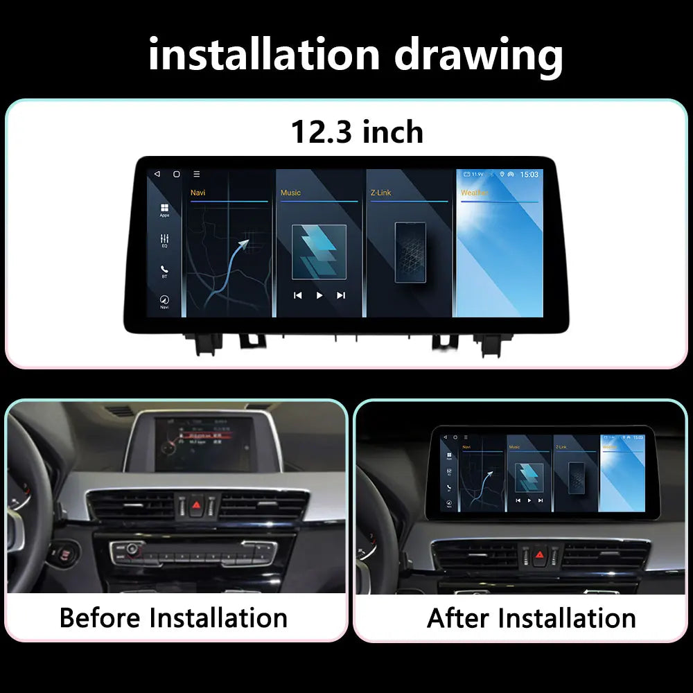 New“12.3inch Android For BMW X1 F48 2016 -2020 NBT/EVO System Wireless CarPlay GPS Navigat