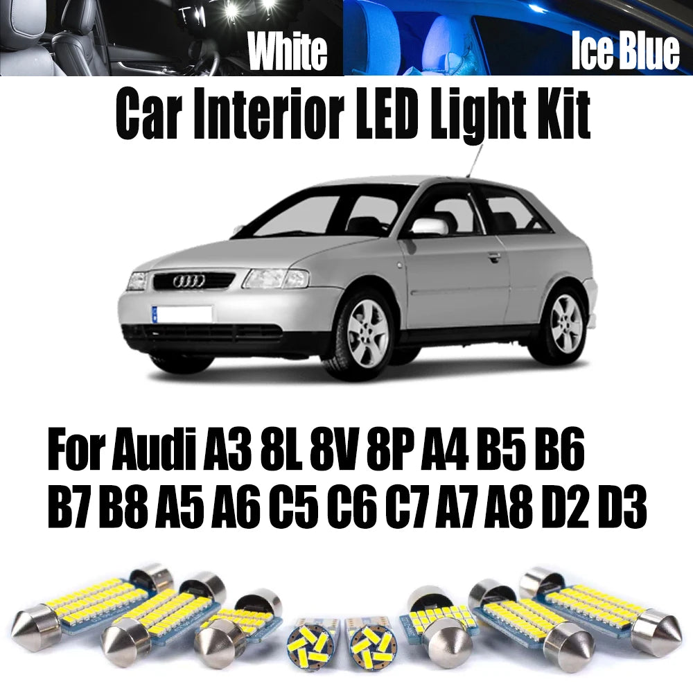 LED Interior Light Kit for Audi A3 8L 8V 8P A4 B5 B6 B7 B8 A5 A6 C5 C6 C7 A7 A8 D2 D3 Car LED Interior Map Trunk Ligh...