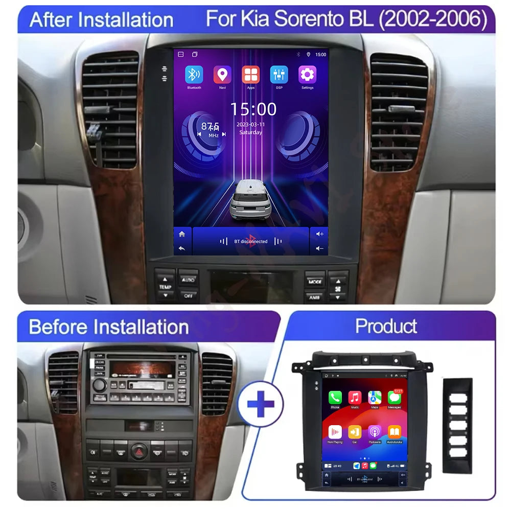 Android 16 For Kia Sorento BL 2002-2006 Wireless Carplay Car Radio GPS Navigation Multimed