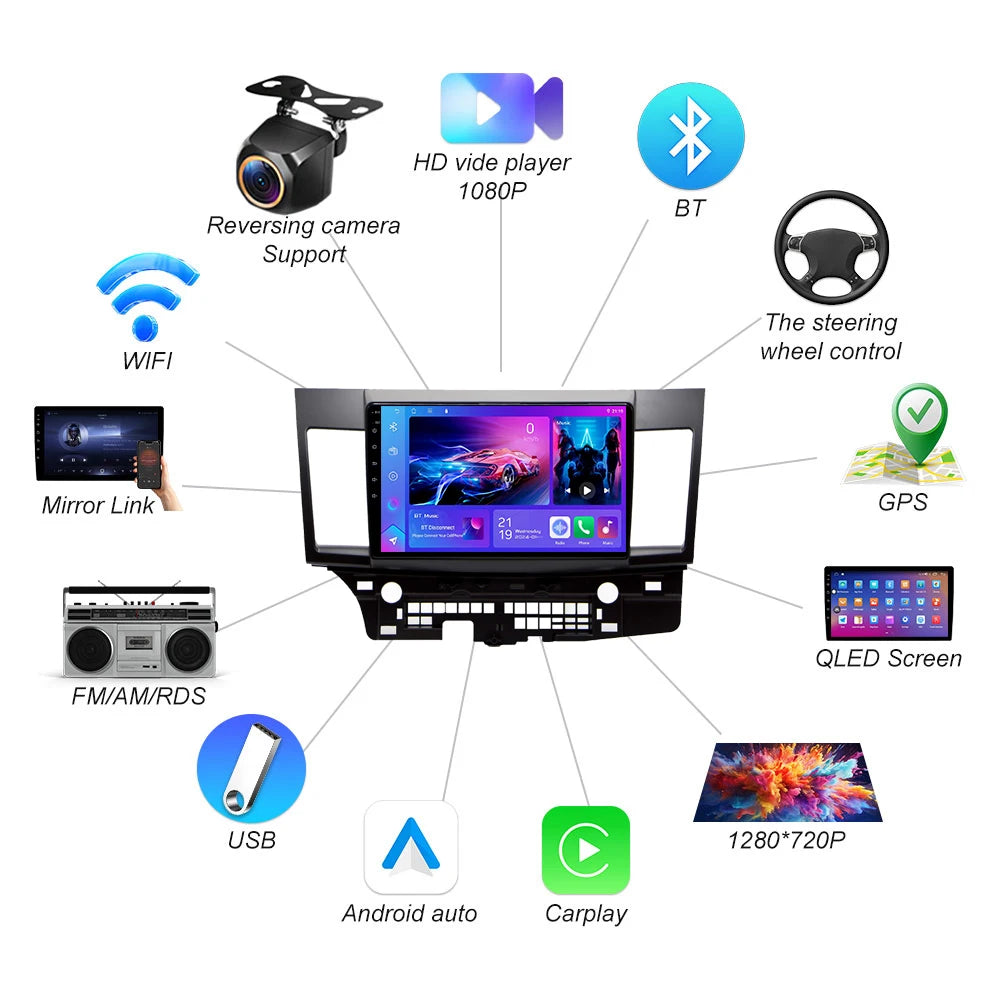 Android 16 For Mitsubishi Lancer 9 10 X 2008 2009 2010 2011 - 2016 Car Radio Stereo Audio  | AUTOKITSHOP