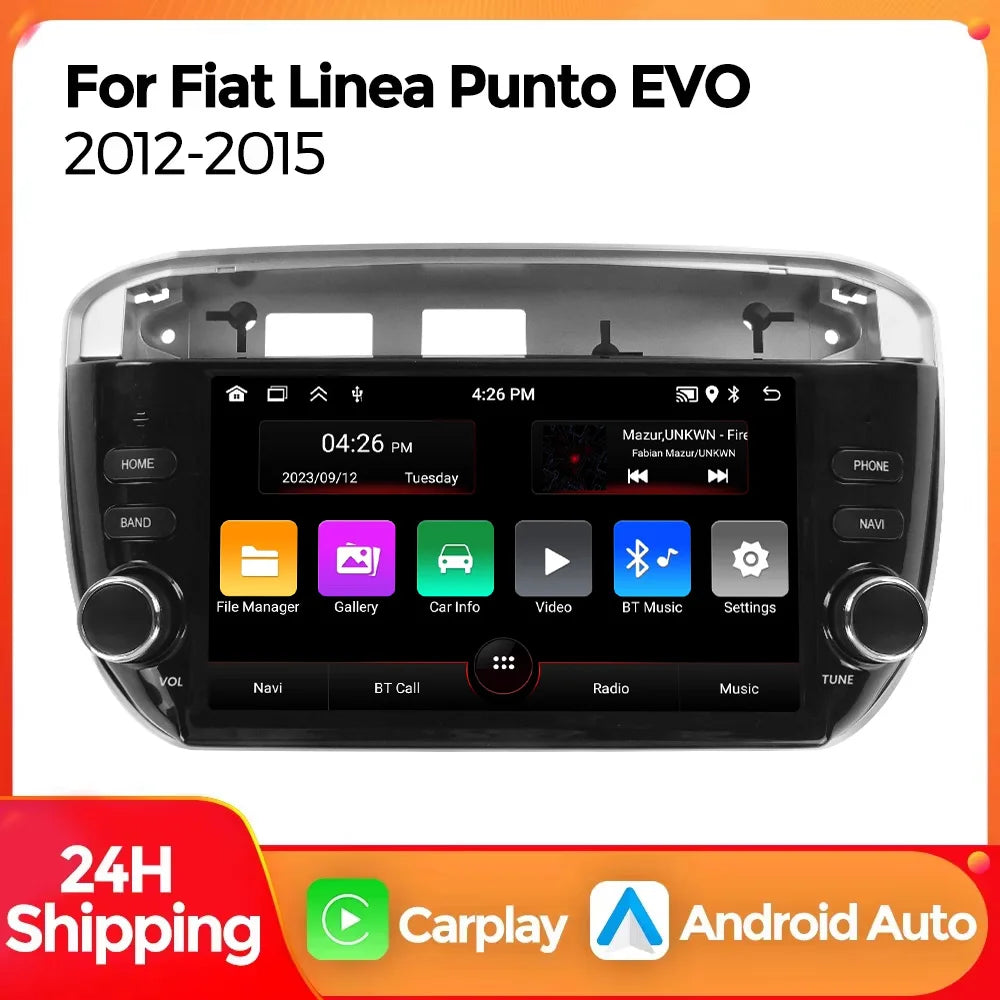 Carplay Andorid Auto Car Radio for Fiat Linea Punto EVO 2012-2015 Intelligent System Playe | AUTOKITSHOP