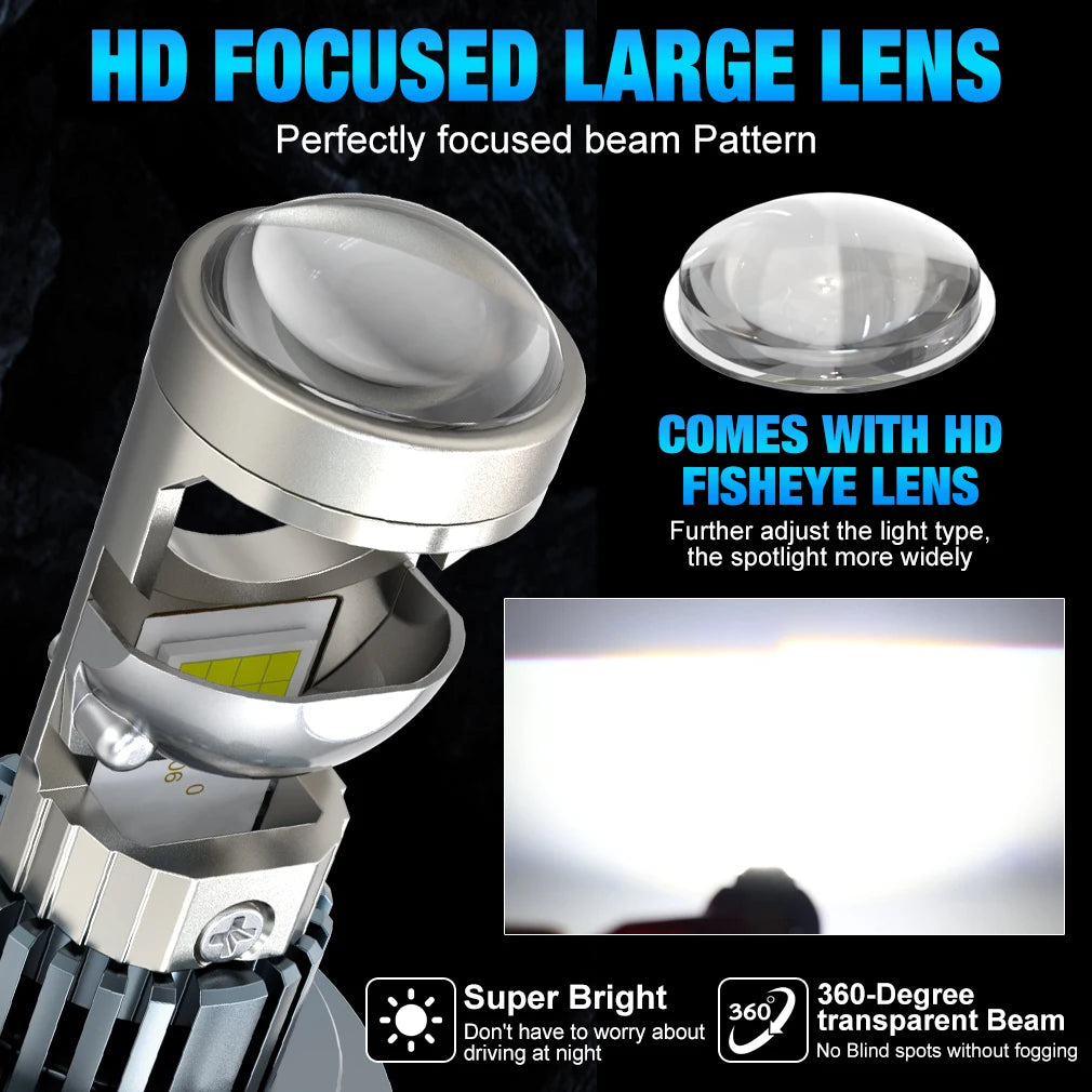 XSTORM H4 LED Projector Lens Headlight 9005 9006 H11 H8 H7 LED Headlight Canbus 60000LM 15