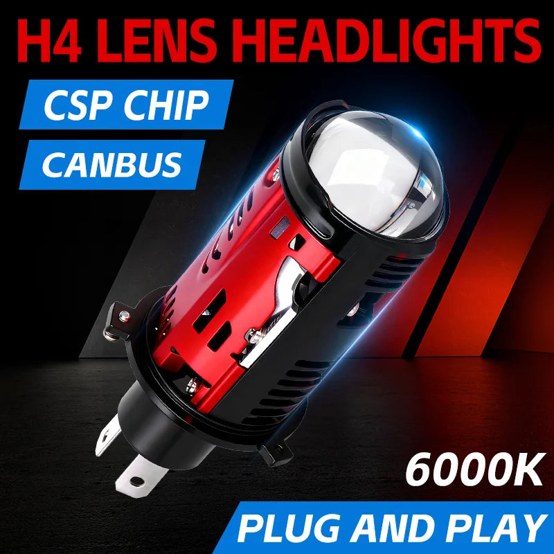H4 LED Projector lens Car Headlights 100W 6000K 9003 HB2 Auto Lights Bulb H4 High Low Turb