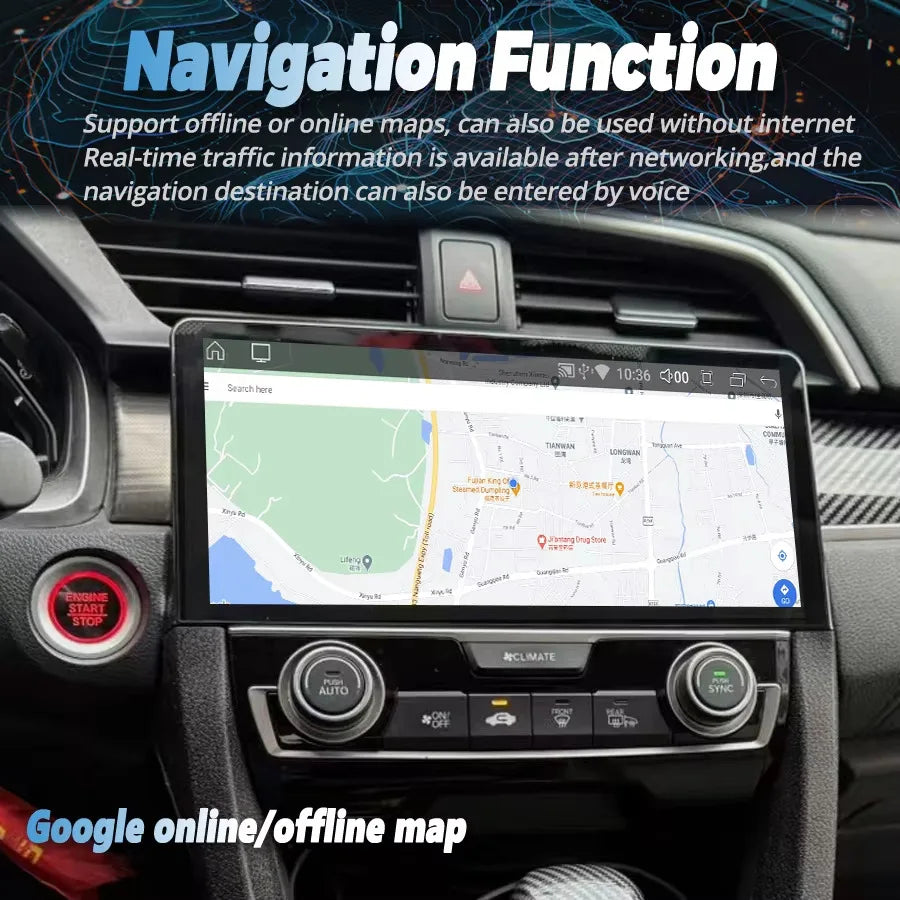 10.33inch Original Style Car Radio Android 14 Screen For Honda Civic 2016 - 2018 GPS Multi
