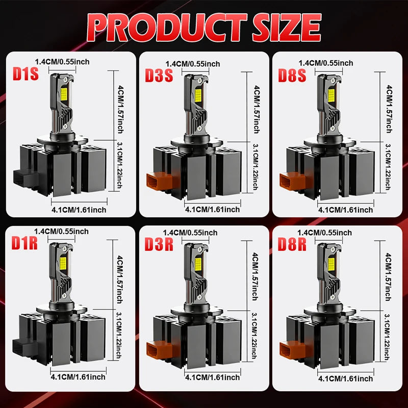 6500000LM D1S D3S D8S LED Headlight Bulbs 6000K White Turbo LED Headlamps D1R D3R LED Ligh