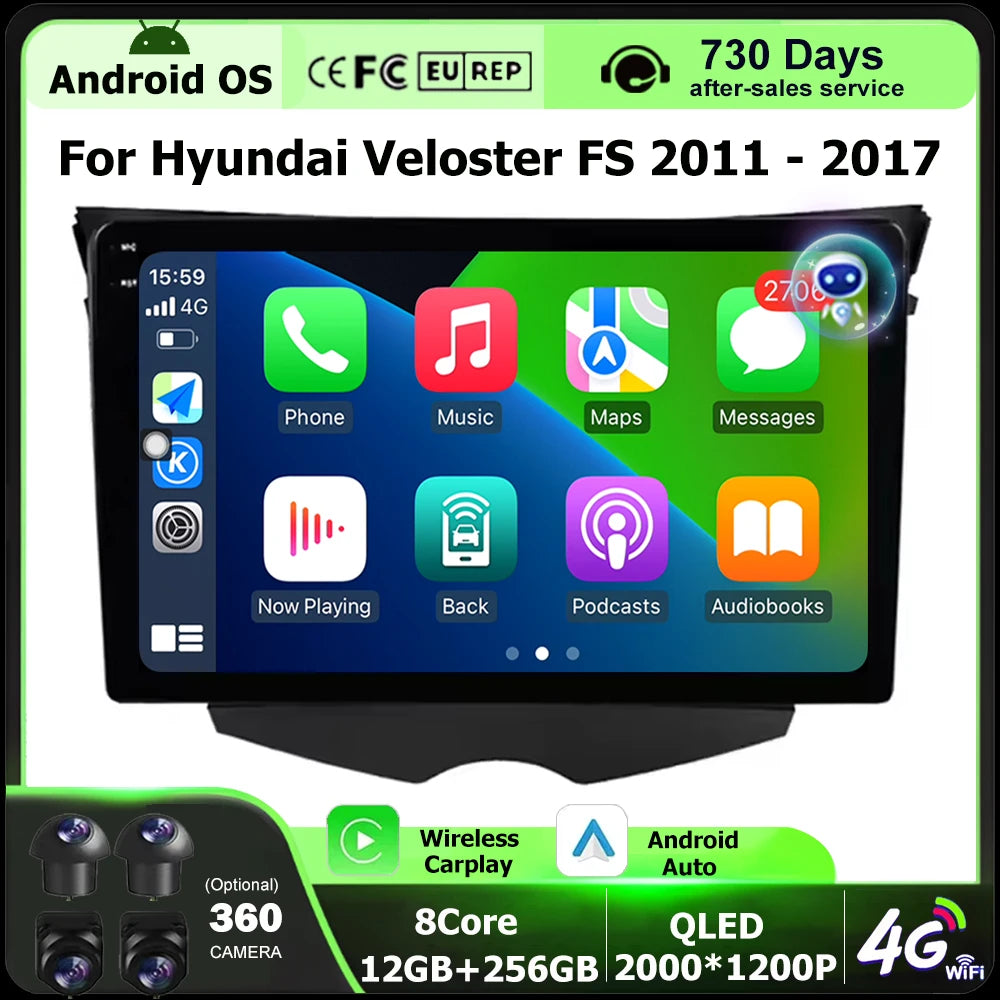 9'' Car Radio Multimedia Video Player GPS Navigation Stereo For Hyundai Veloster FS 2011 -