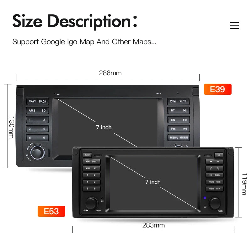 SZLELV Android Auto Car Radio GPS Navigation For BMW 5 Series E38 E39 X5 E53 M5 1996-2003