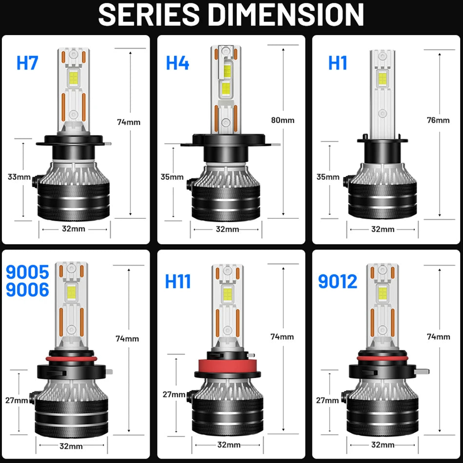 5900000LM K5C H7 LED Headlights CANBUS 6000K H1 H4 H11 9012 HIR2 H8 H9 9005 9006 HB3 HB4 9
