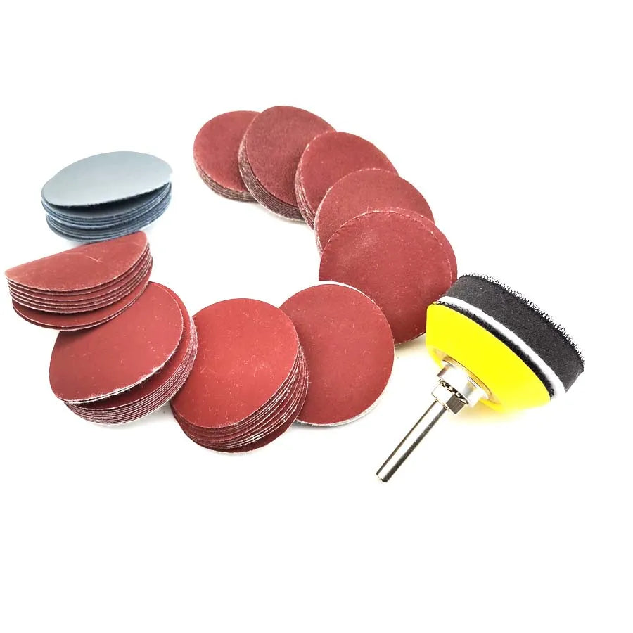 2" Sanding Disc Sand Paper Hook Loop Sander+Backer Pad+M6 Drill Adapter