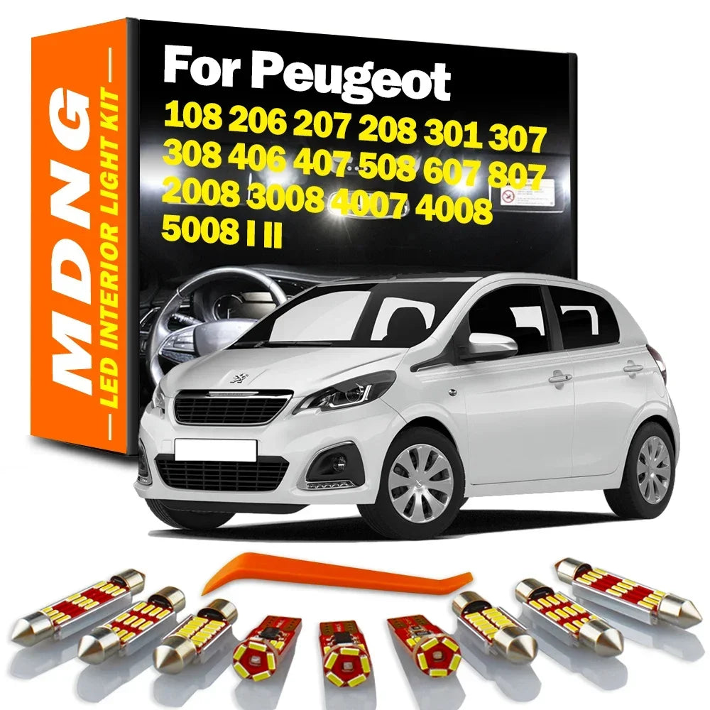LED Interior Light Kit for Peugeot 108 206 207 208 301 307 308 406 407 508 607 807 - Canbus Error-Free Bulbs | AUTOKI...